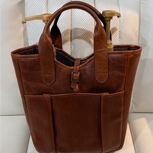 Elegant Brown Leather Tote Bag / Whiskey Tote
